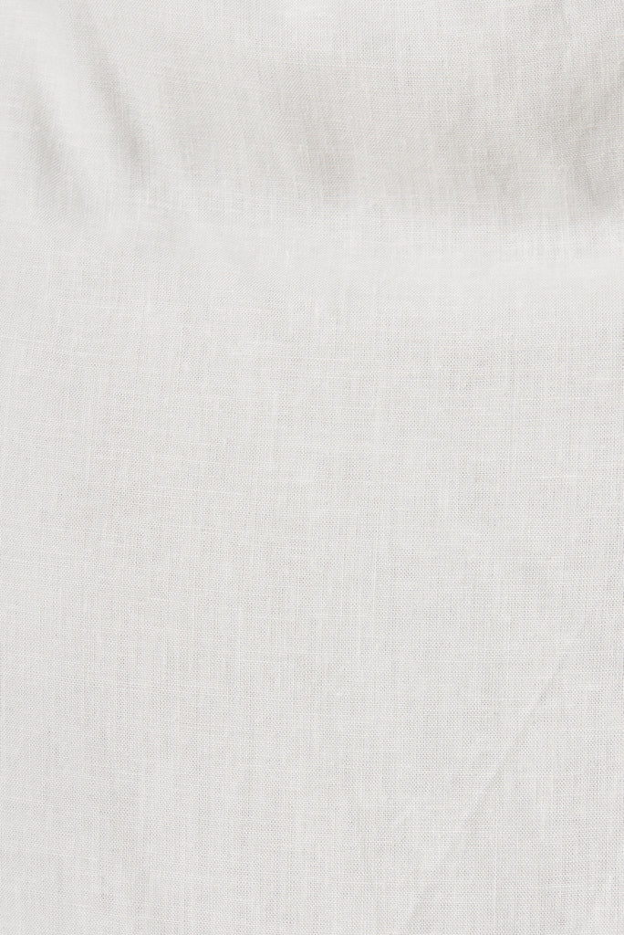 Joya Midi Dress In White Linen Blend - fabric