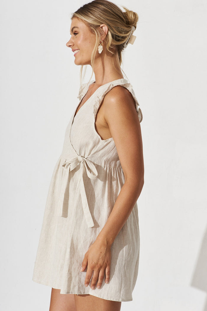 Khaleesi Dress In Beige Linen - side