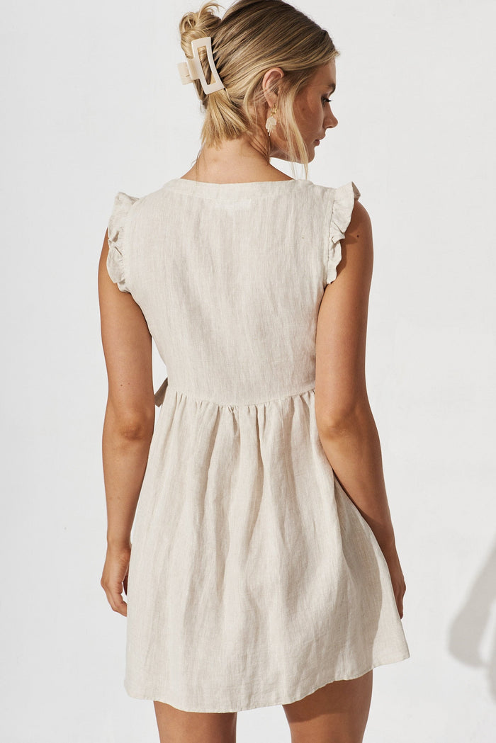 Khaleesi Dress In Beige Linen - back