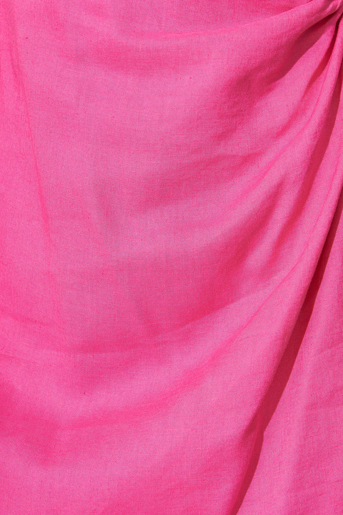 Michigan Dress In Candy Pink Linen Blend - fabric