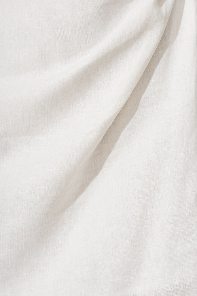 Michigan Dress In White Linen Blend - fabric