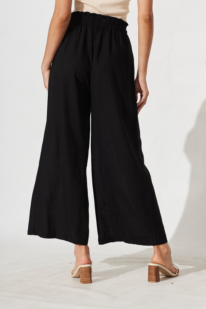 Nicole Pant In Black Linen Blend - back