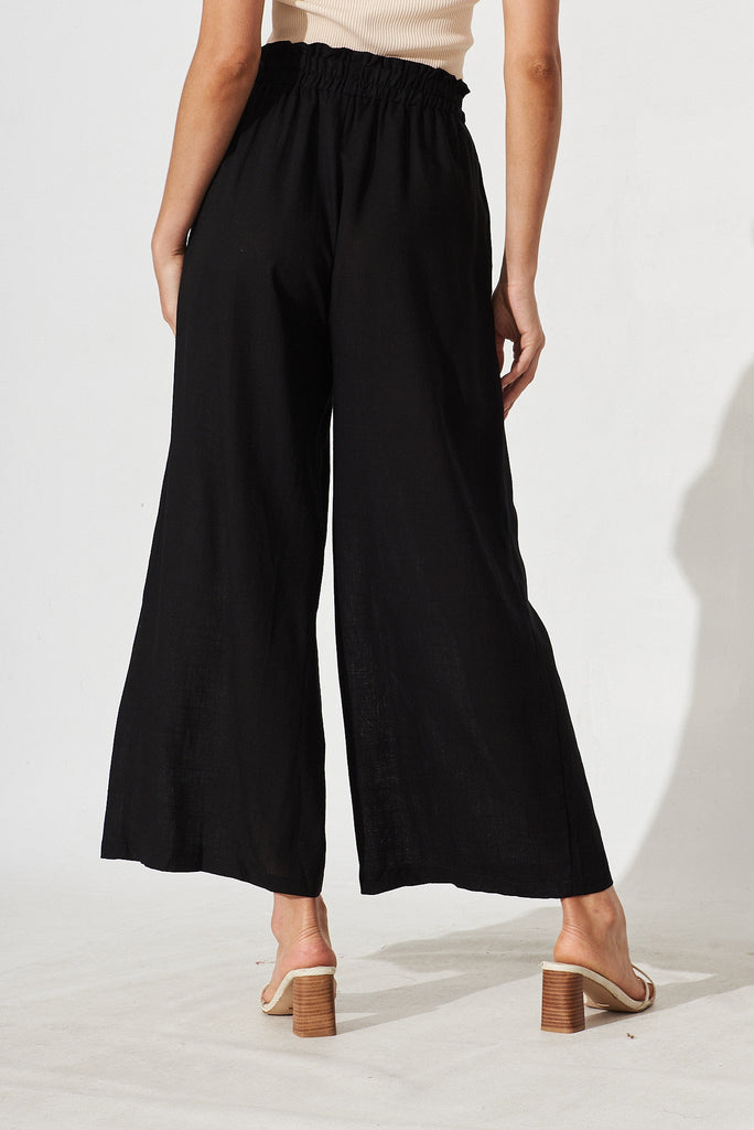 Nicole Pant In Black Linen Blend - back