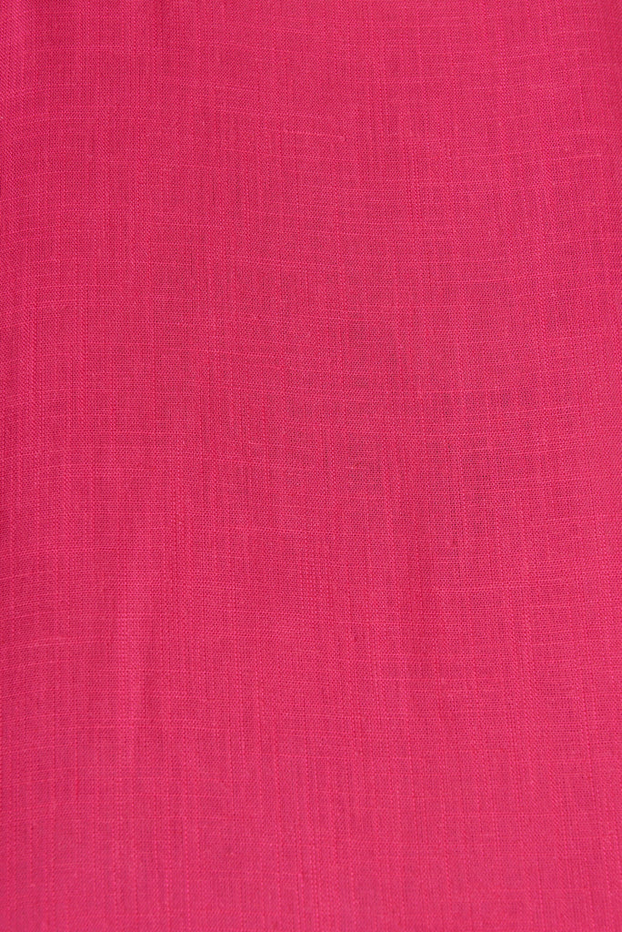 Apsley Top In Hot Pink Linen Blend - fabric