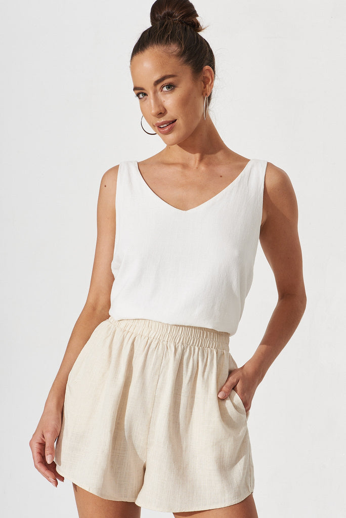 Arabella Shorts In Beige Linen Blend - St Frock (Dev)