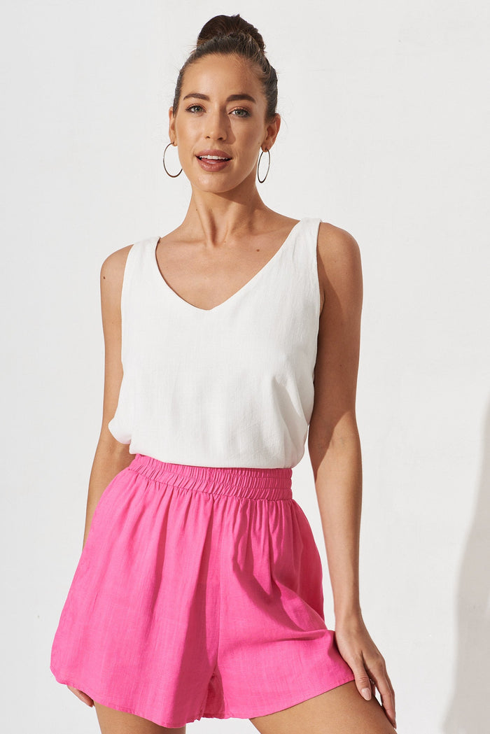 Arabella Shorts In Candy Pink Linen Blend - St Frock (Dev)