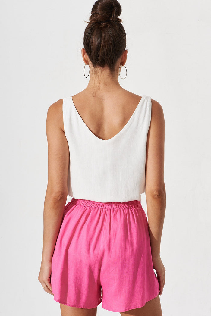 Arabella Shorts In Candy Pink Linen Blend - St Frock (Dev)