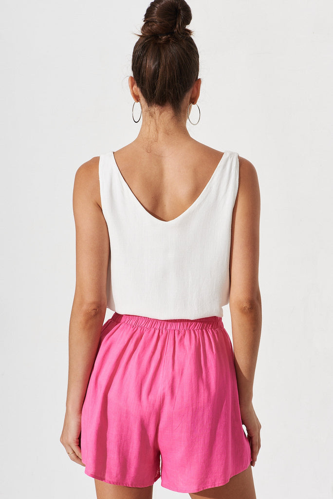 Arabella Shorts In Candy Pink Linen Blend - St Frock (Dev)