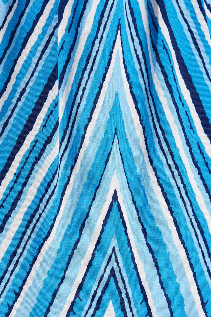 Isla Top In Blue With White Geometric - fabric