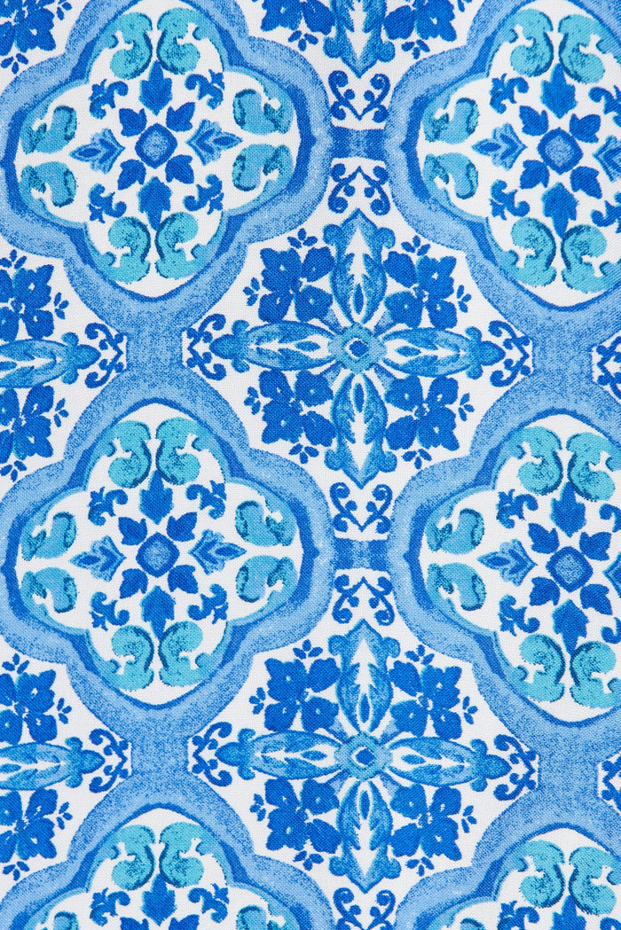 Lyon Shirt In Blue Tile Print - fabric