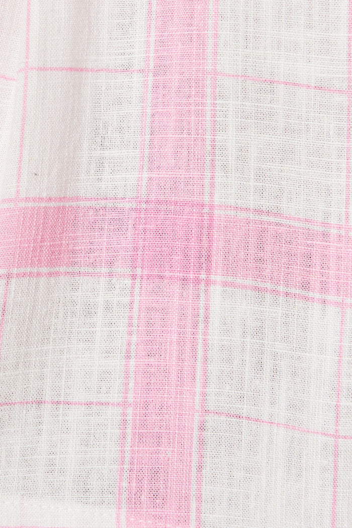 Sedona Shorts In White With Pink Check Linen Blend - fabric