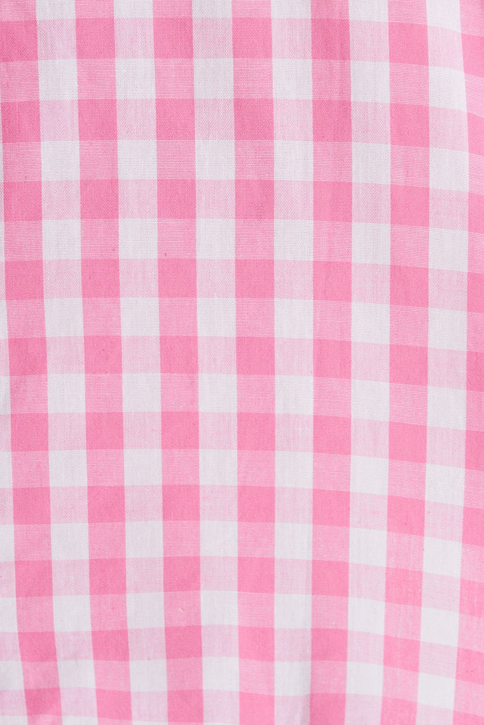 Eleonora Top In White With Pink Check Cotton - fabric