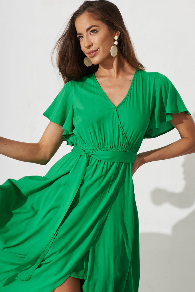 Lorelei Maxi Dress In Green - front