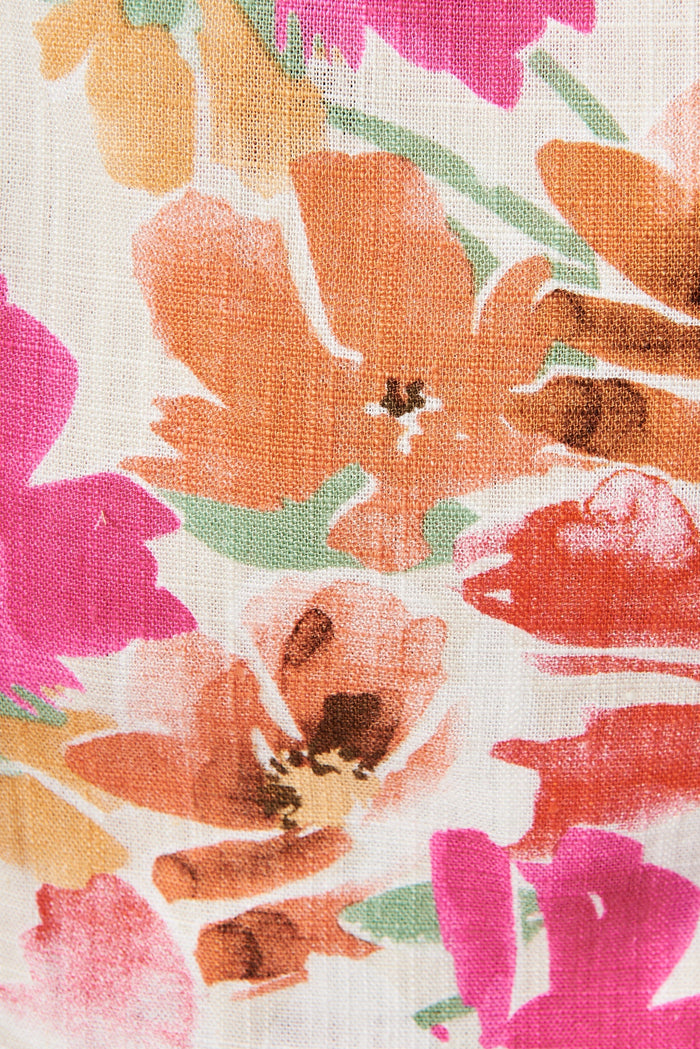 Federica Top In Beige With Multi Floral - fabric