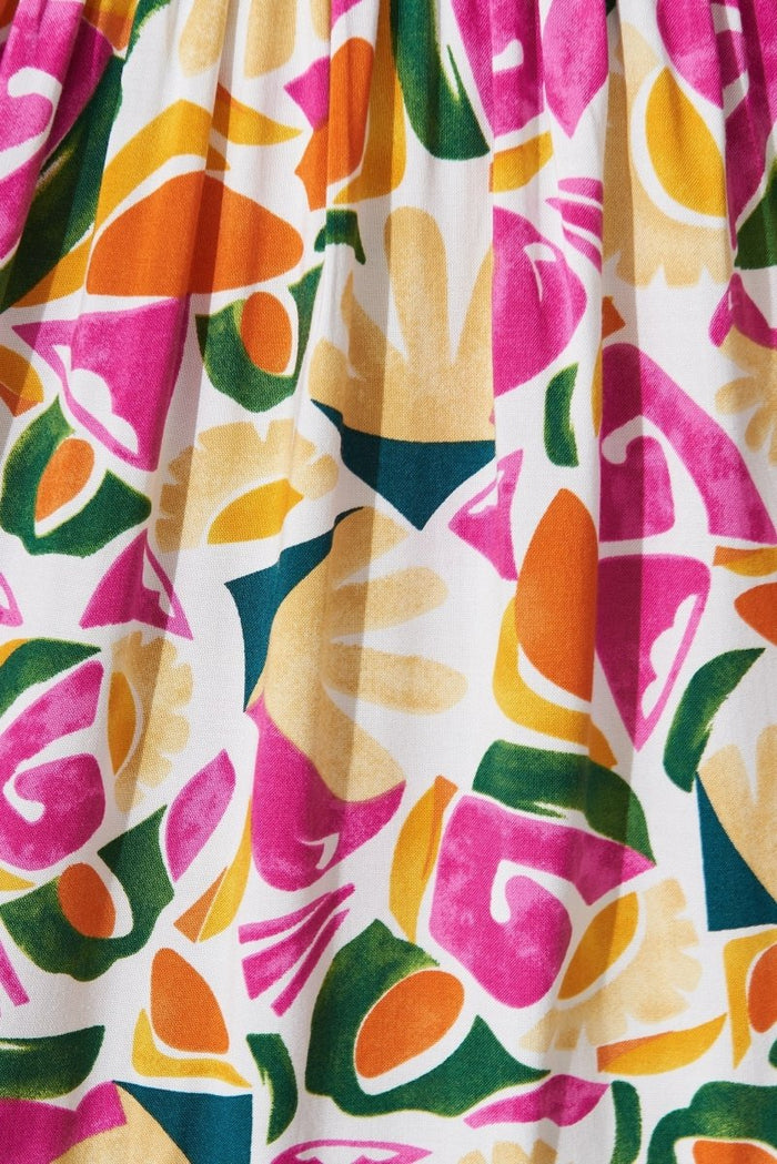 Chana Dress In White With Pink Multi Floral - St Frock (Dev)