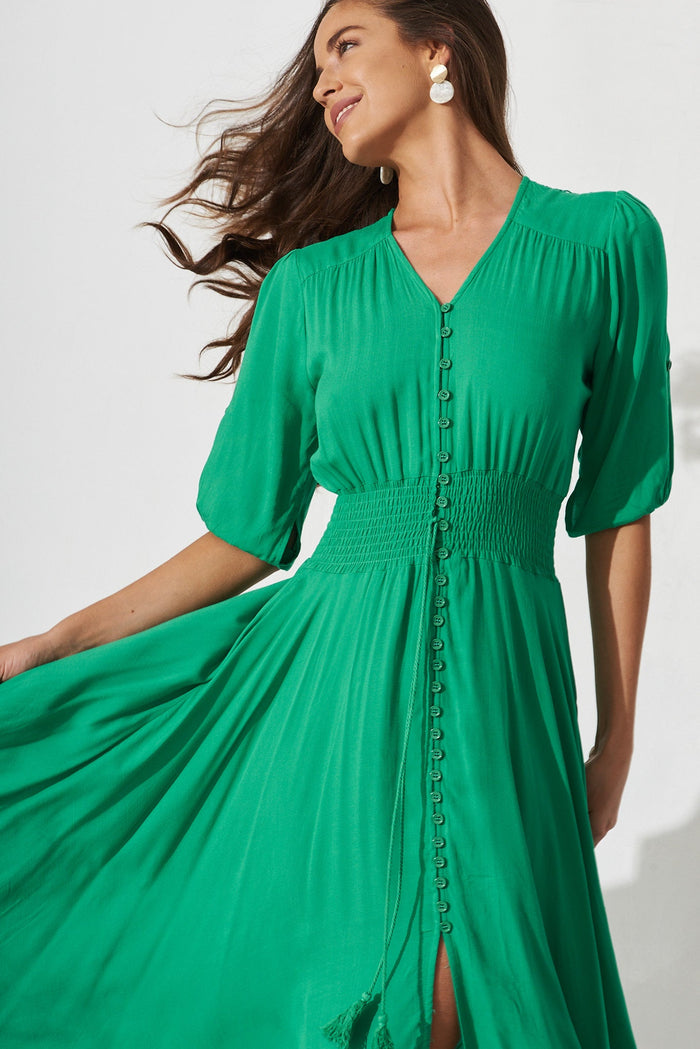 Selena Maxi Dress In Green - front