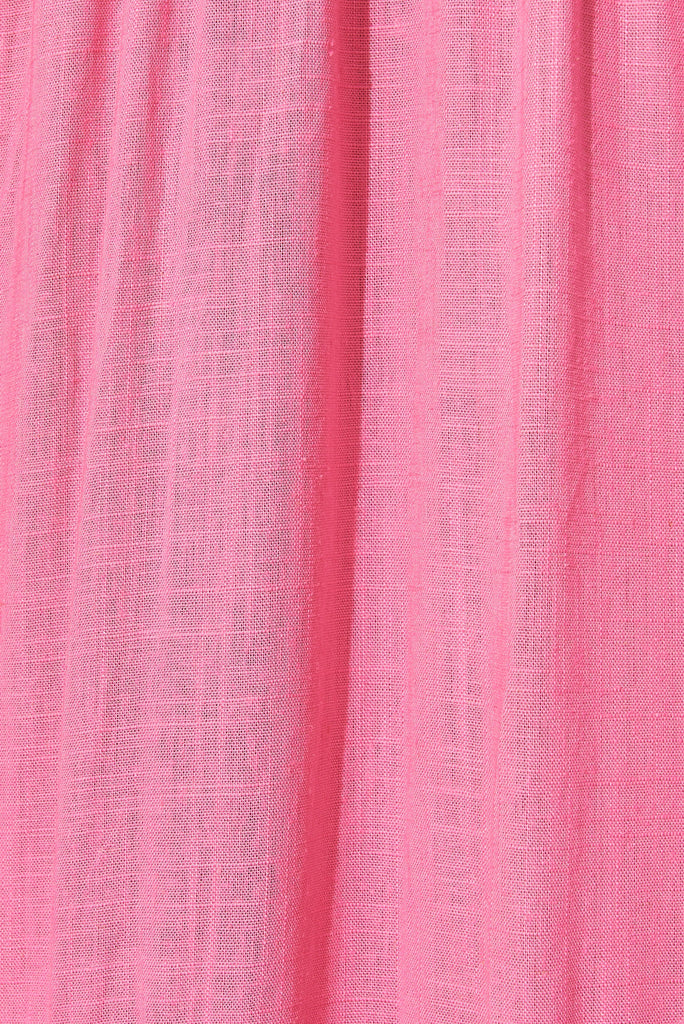 Jesaly Maxi Dress In Candy Pink Linen Blend - fabric