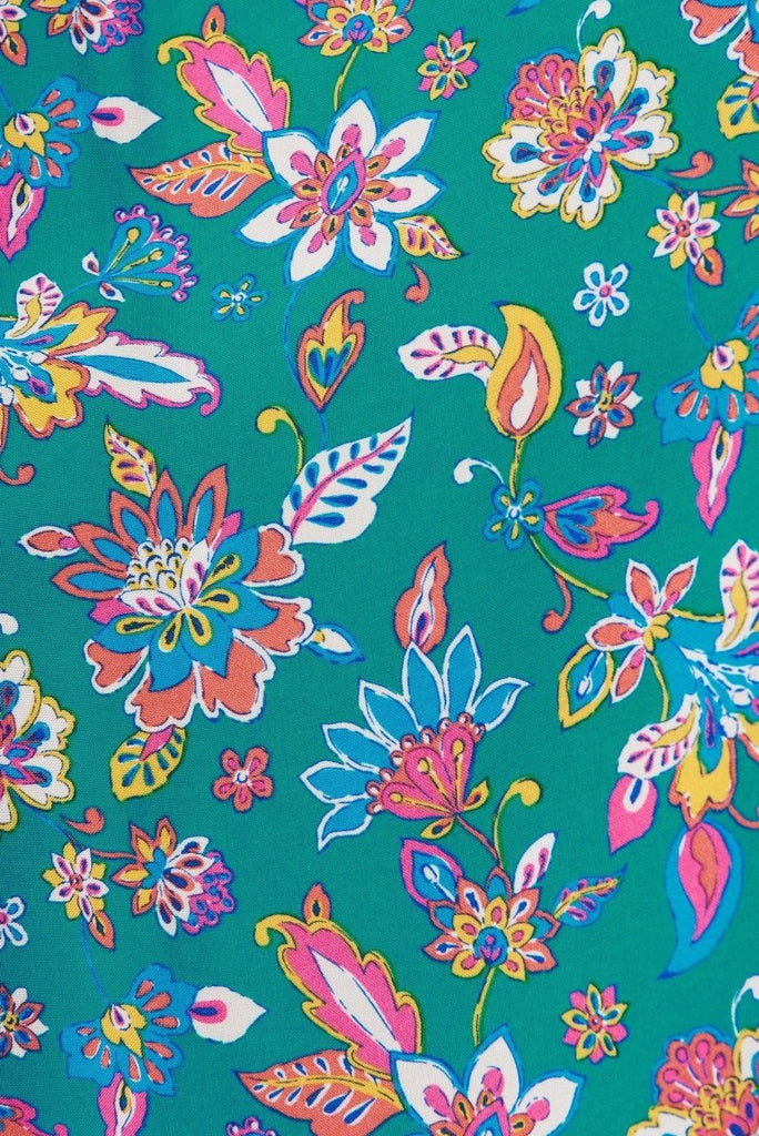 Caserta Maxi Dress In Teal Boho Floral - St Frock (Dev)