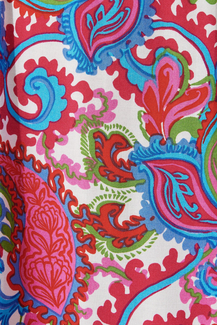 Pauline Dress In Multi Pink Paisley Print - fabric