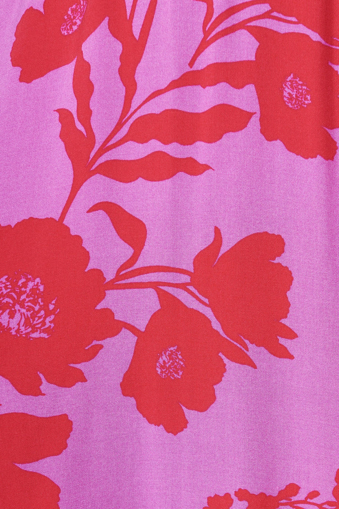 Avera Maxi Dress In Purple With Hot Pink Floral - fabric