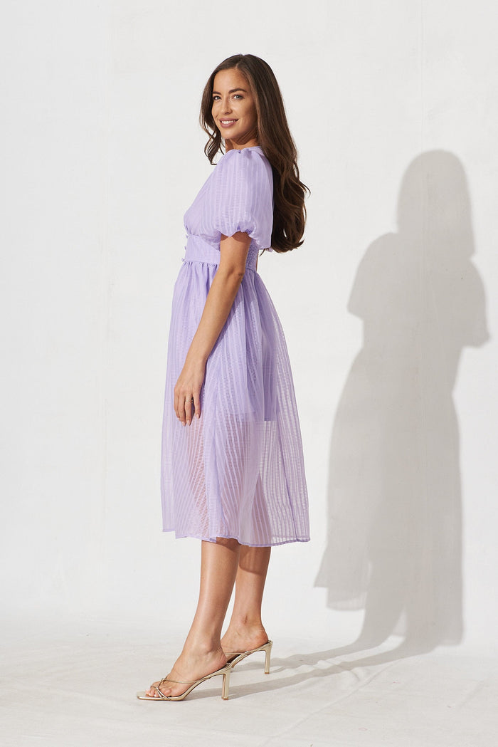 Destiny Midi Dress In Lilac Organza - side