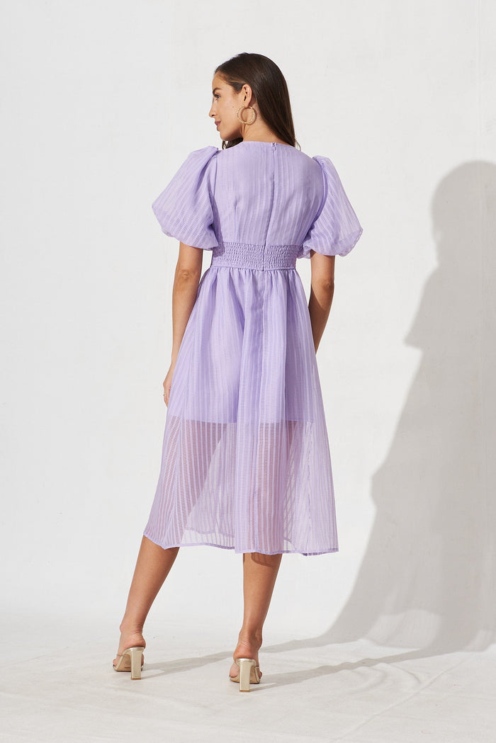 Destiny Midi Dress In Lilac Organza - back