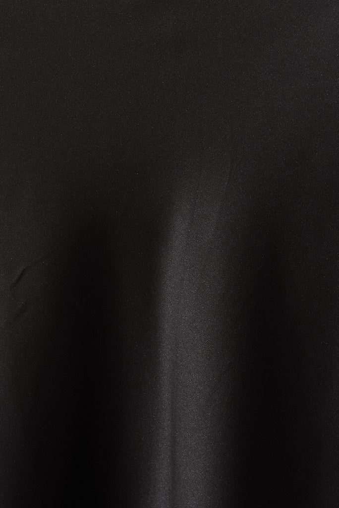 Paris Midi Dress In Black Satin - fabric