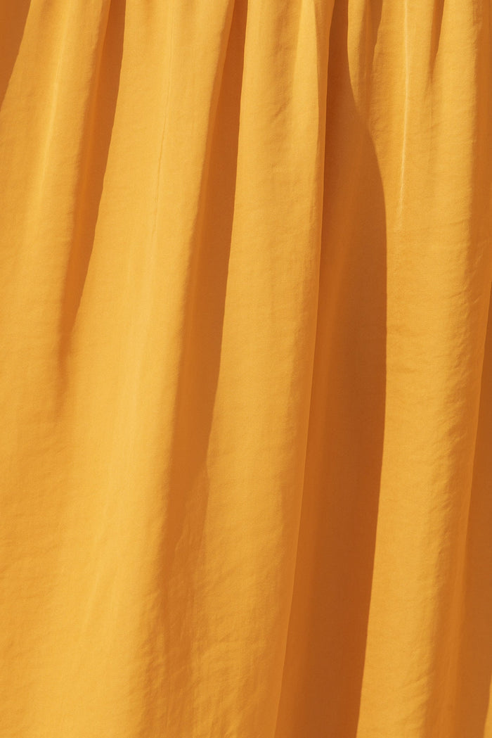 Jasmine Maxi Dress In Mustard Satin - fabric