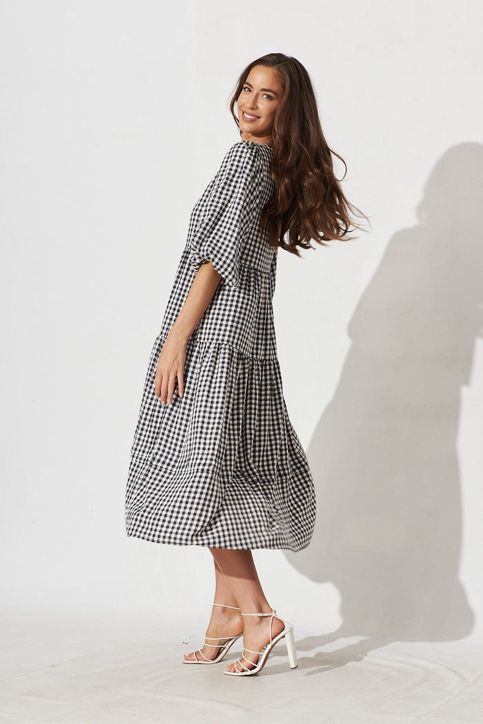 Costanza Maxi Dress In Black Gingham - side