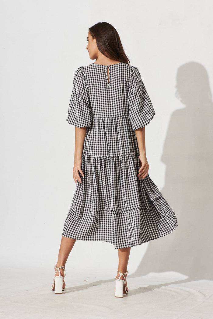 Costanza Maxi Dress In Black Gingham - back
