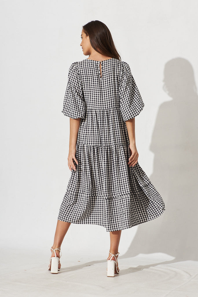 Costanza Maxi Dress In Black Gingham - back