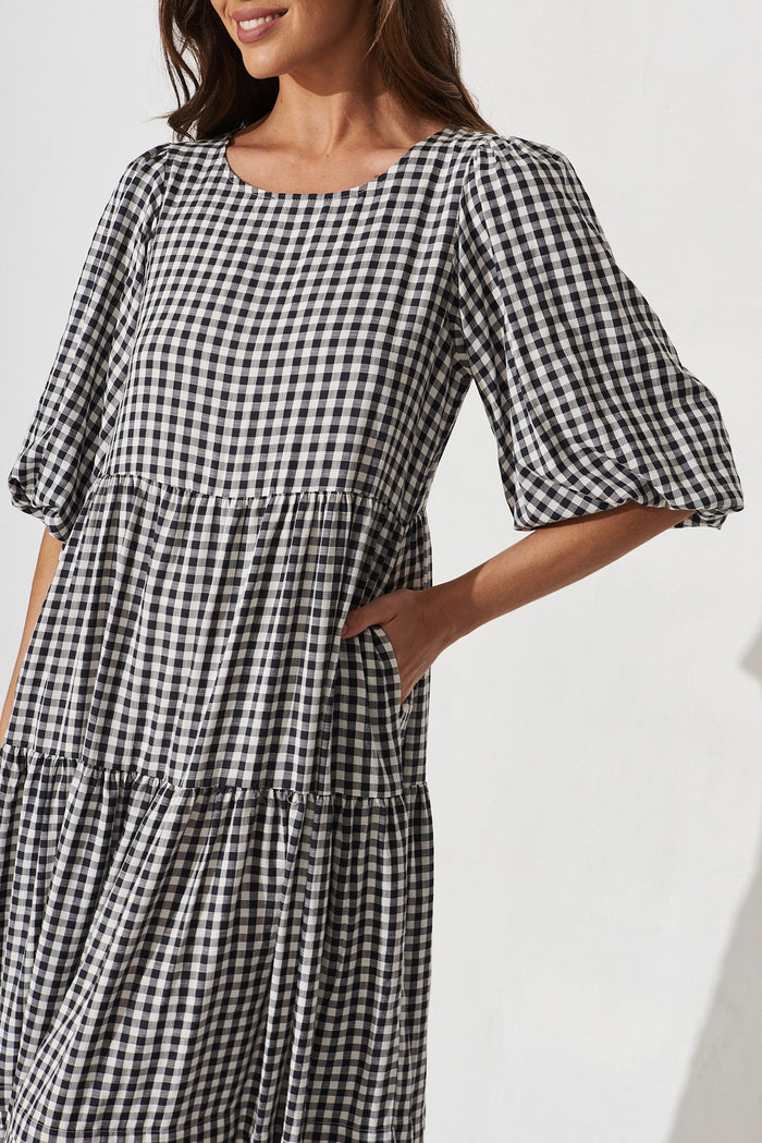 Costanza Maxi Dress In Black Gingham - detail