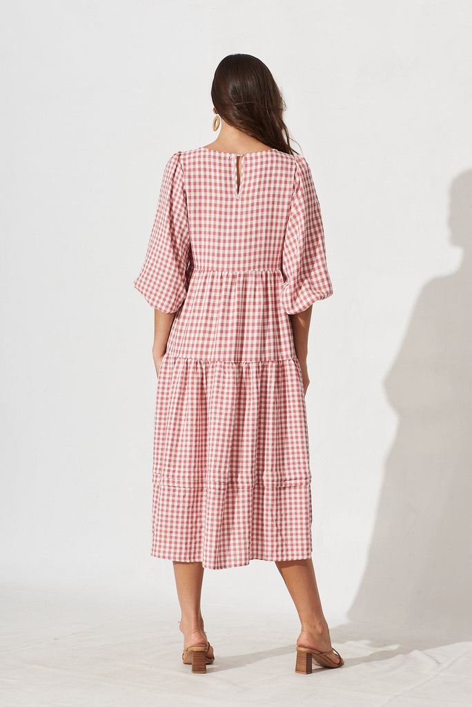 Costanza Maxi Dress In Pink Gingham - back