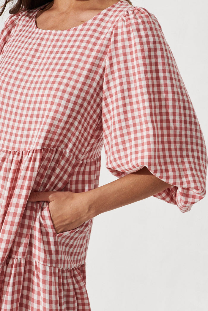 Costanza Maxi Dress In Pink Gingham - detail