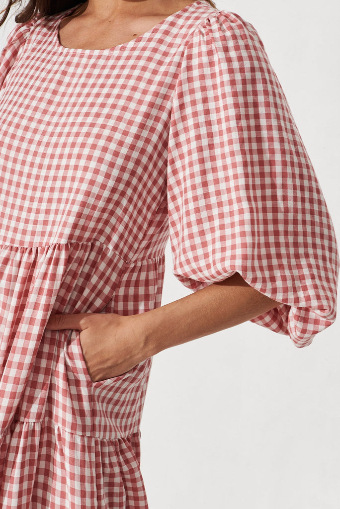 Costanza Maxi Dress In Pink Gingham - detail