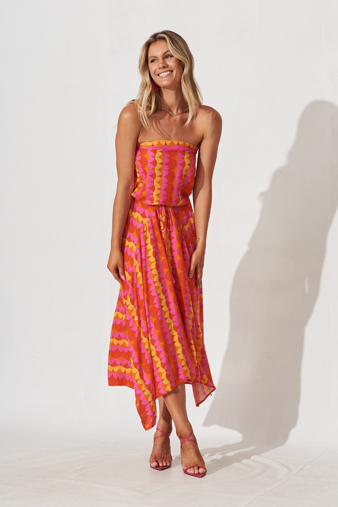 Wild Thoughts Maxi Dress In Red Multi Retro Print - full length