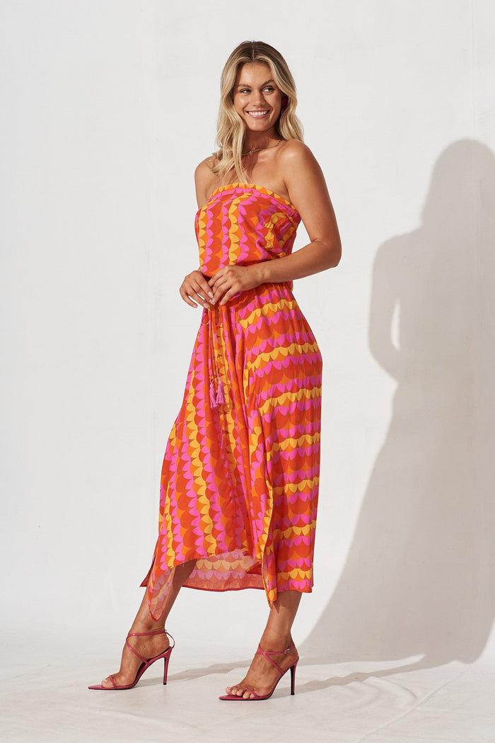 Wild Thoughts Maxi Dress In Red Multi Retro Print - side