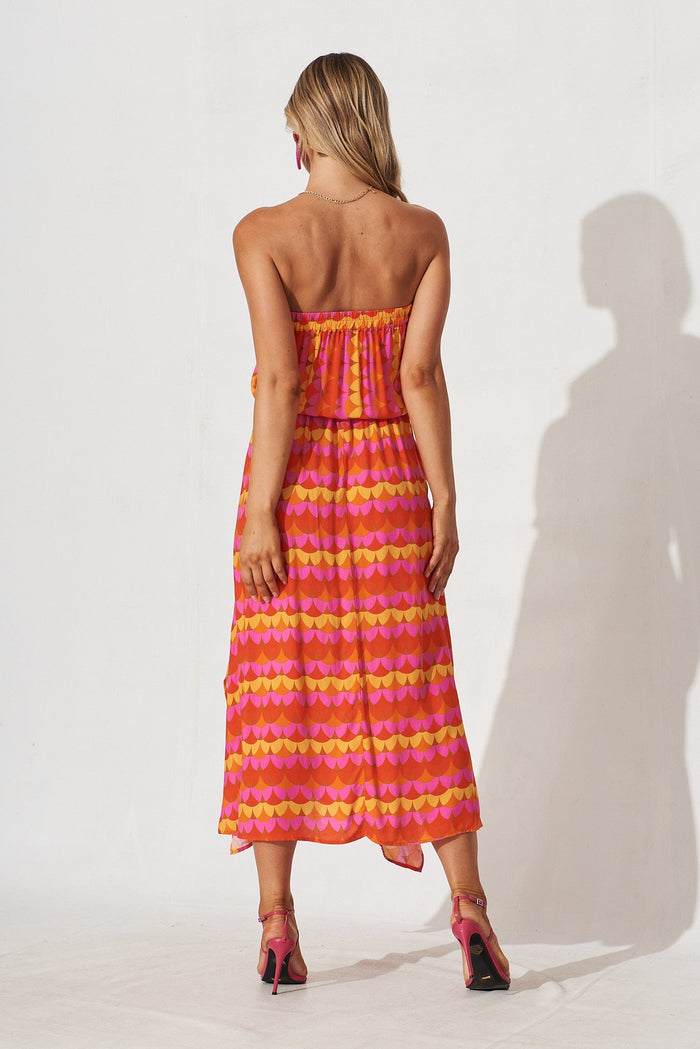 Wild Thoughts Maxi Dress In Red Multi Retro Print - back