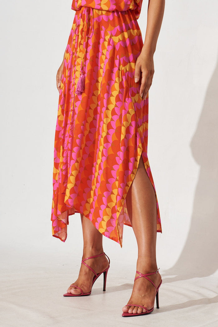 Wild Thoughts Maxi Dress In Red Multi Retro Print - detail