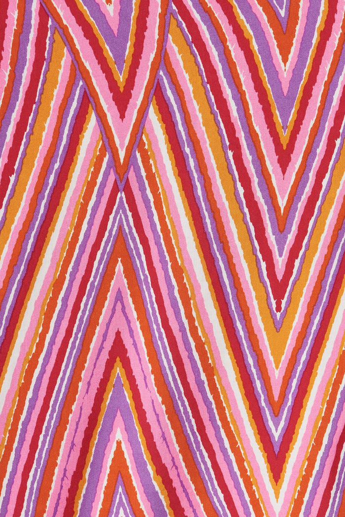 Wild Thoughts Maxi Dress In Pink With Purple Geometric - fabric