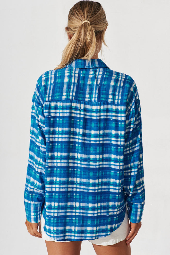 Idaho Shirt In Blue Check Cotton - back
