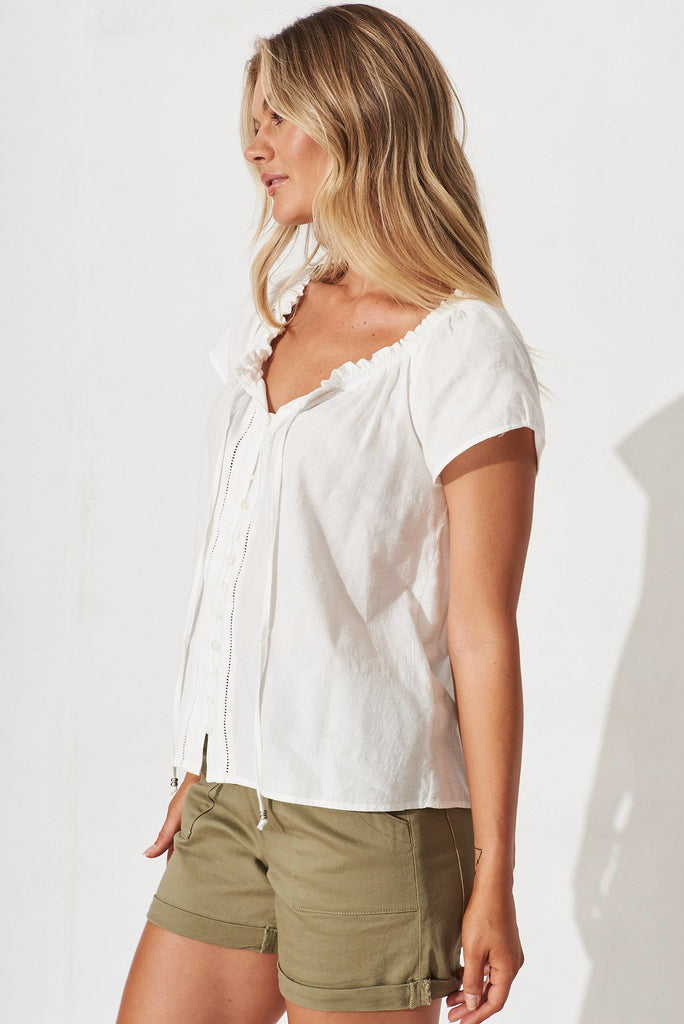 Kamari Top In White Cotton Blend - side