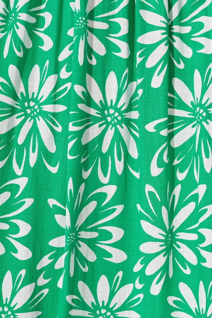 Wickstead Maxi Skirt In Green With White Floral Linen Blend - fabric