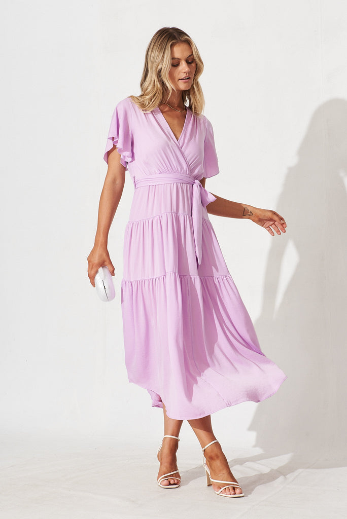 Jasmine Maxi Dress In Lilac Satin - full length
