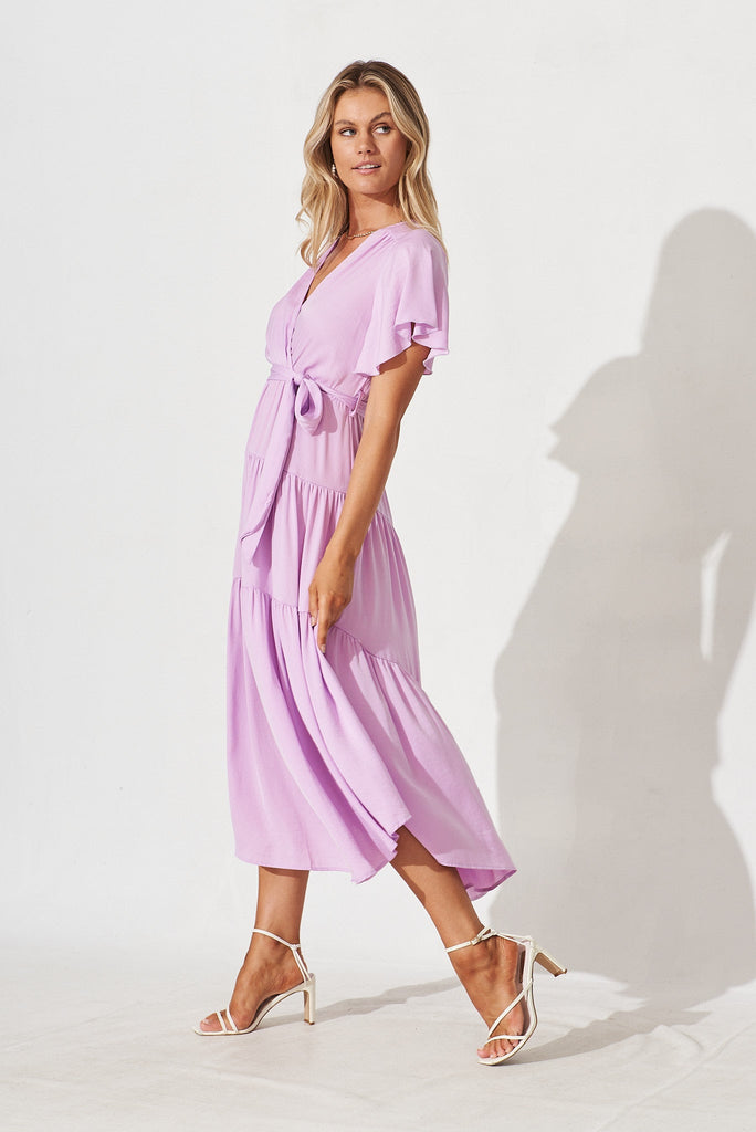 Jasmine Maxi Dress In Lilac Satin - side