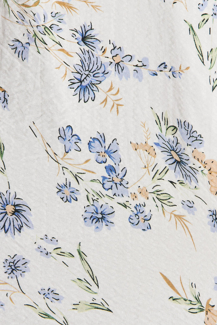 Elettra Top In White With Blue Floral - fabric