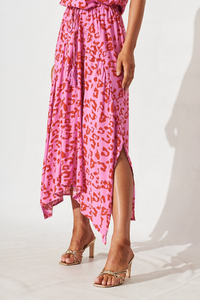 Wild Thoughts Maxi Dress In Pink With Magenta Leopard - detail