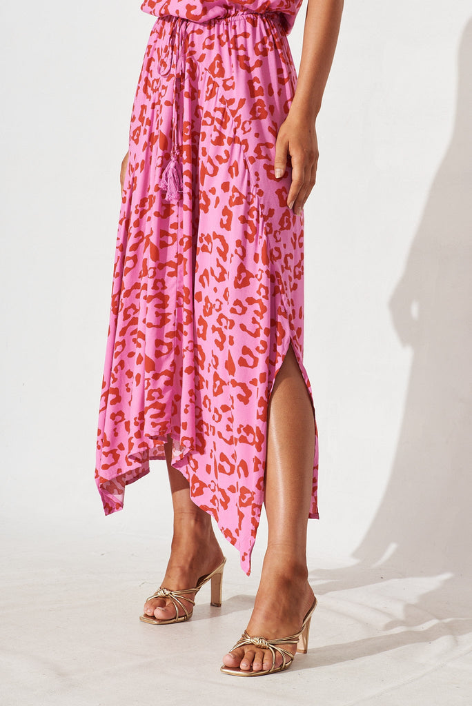 Wild Thoughts Maxi Dress In Pink With Magenta Leopard - detail