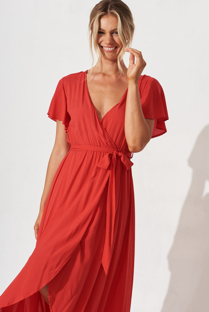 Lorelei Maxi Dress In Red - front