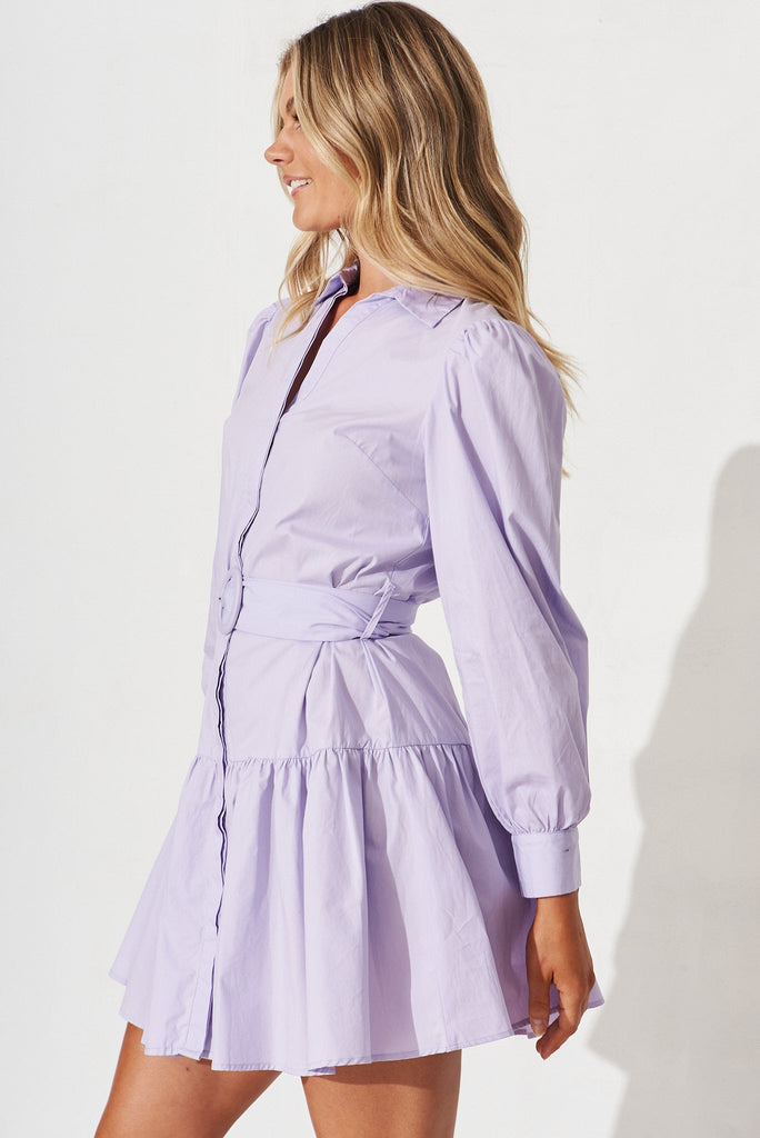 Nyomi Midi Dress In Lilic Purple Cotton - side